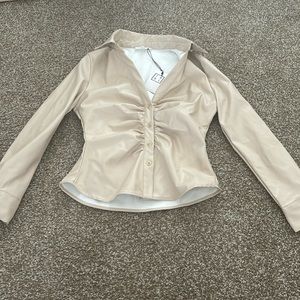 THML Tan Faux Leather top